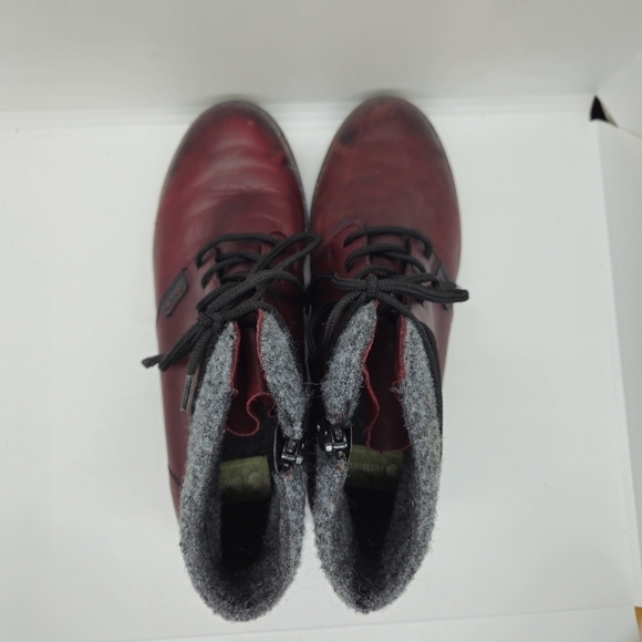 Remonte dark red leather ankle boots with gray collar EU 38 - Picture 5 of 14